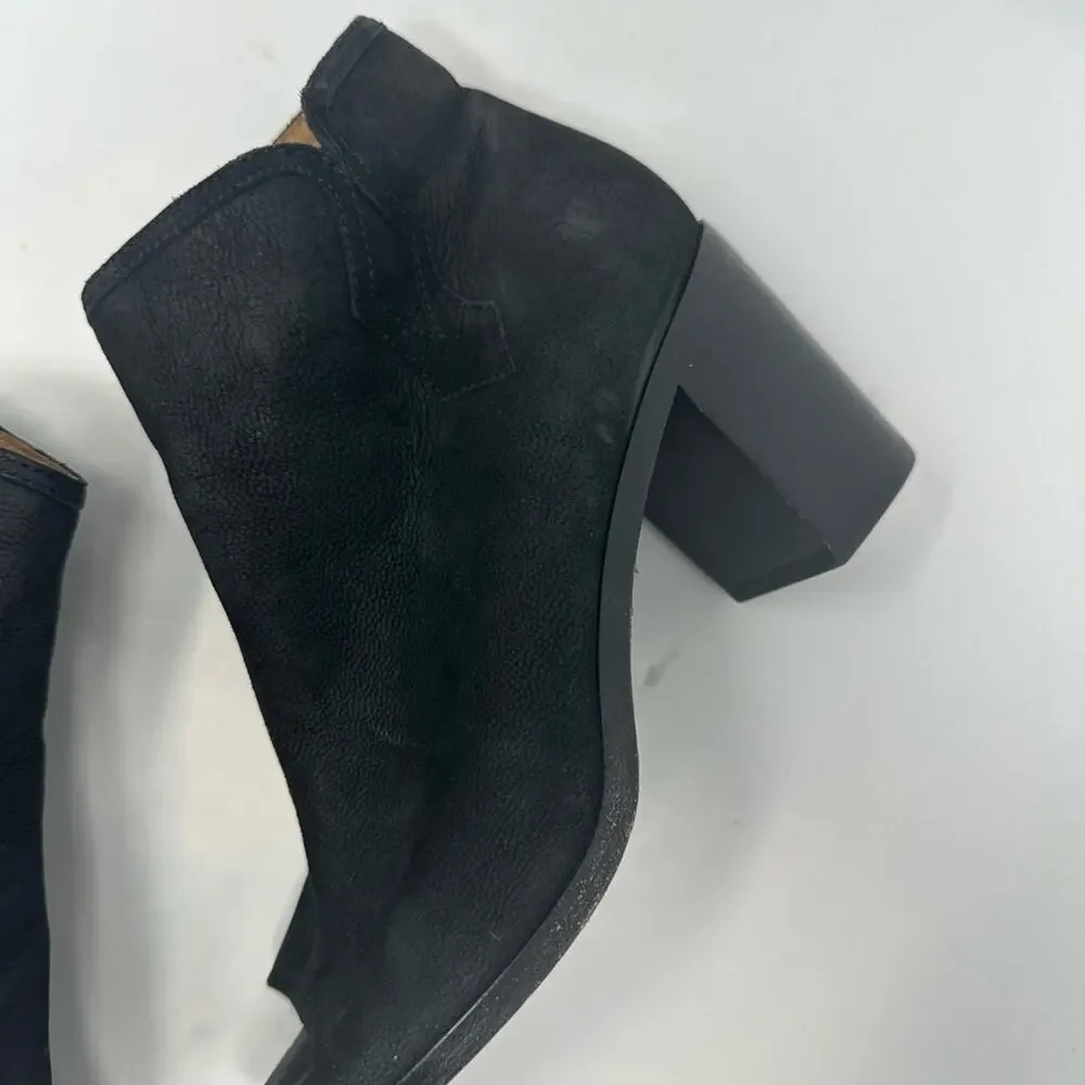 Frye Danica Chelsea Peep Toe Boot - Black Leather Heeled Size 9 Womens Shoes